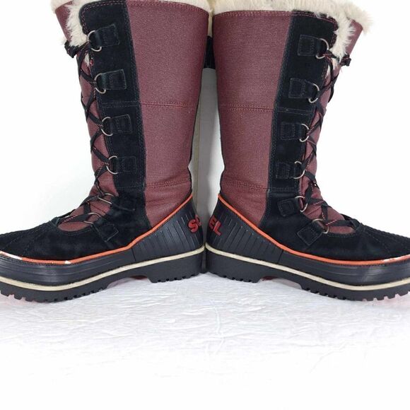Sorel Women's TIVOLI High II US7,5 Madder Brown Lined Faux Fur Snow Boots - Picture 6 of 14